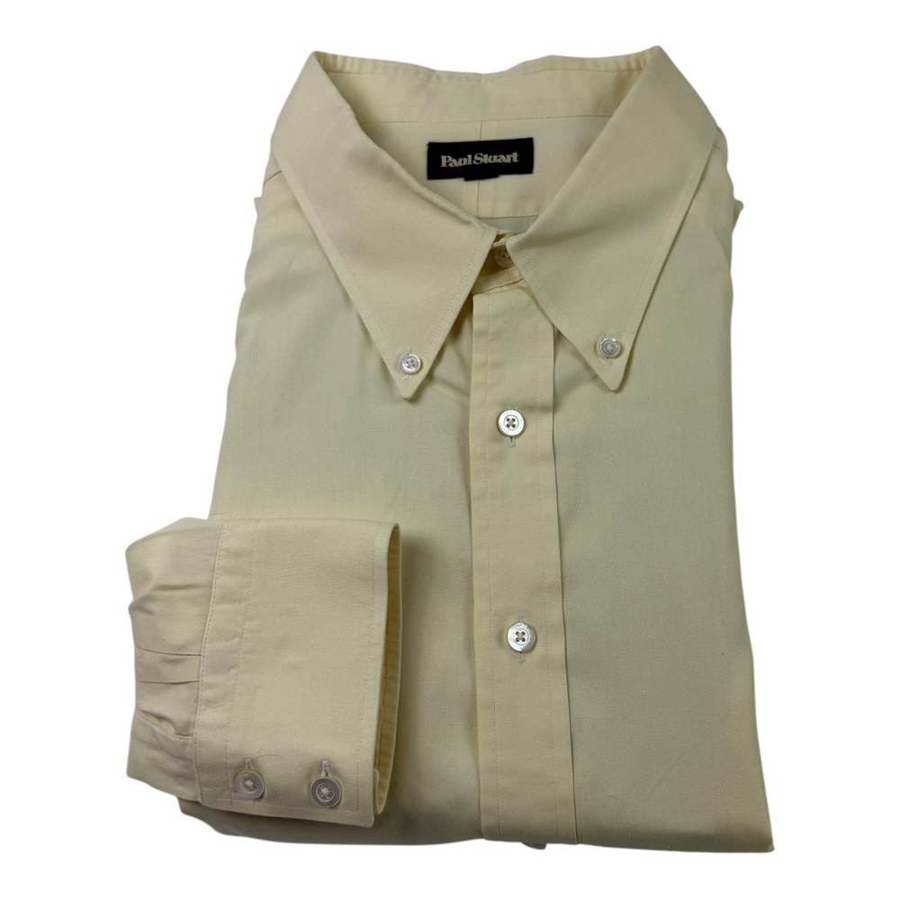 Paul Stuart Mens Size 19 Long Sleeve Dress Shirt Pale Yellow Button Down Classic